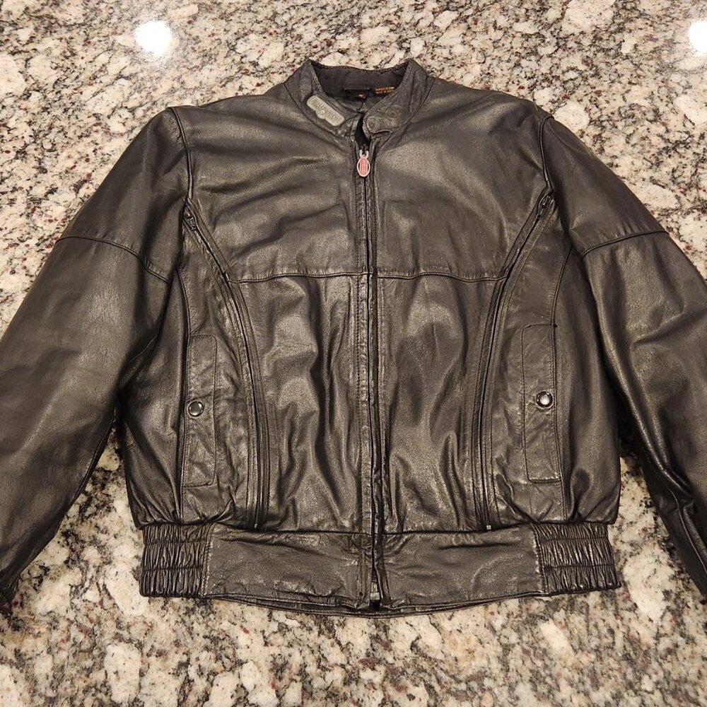 Vintage First Gear Womens Leather Motorcycle Jacket Size M Sturgis 2001 Pin EUC